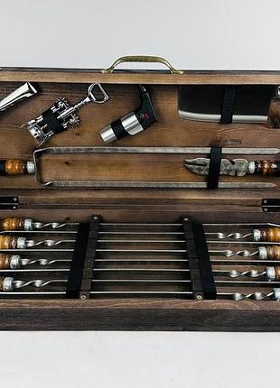 Набор шампуров в кейсе "трофей классик" в деревянном кейсе, подарок мужчине, шефу, зятю, другу