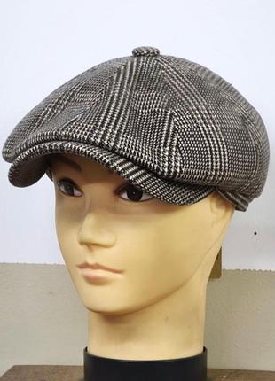 Кепка шерстяная мужская восьмиклинка хулиганка пальтовая ткань 21/18 теплая comfort heads осень зима флис уши 60