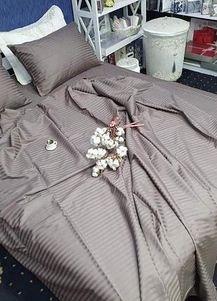 Постільна білизна сатин-страйп преіум cacao сімейний