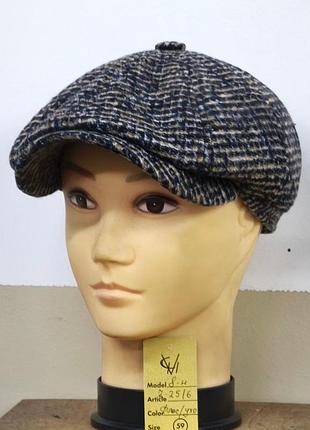 Кепка шерстяная мужская восьмиклинка хулиганка шерсть букле 25/6 теплая comfort heads осень зима флис уши 61