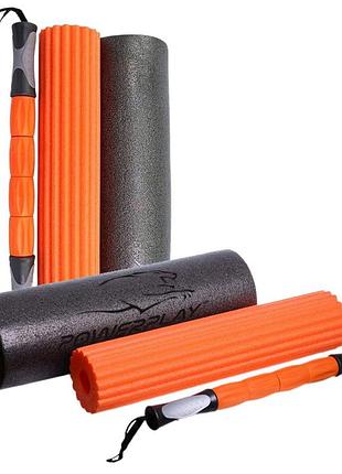 Массажный ролик (роллер) набор 3в1 powerplay 4022 therapy roller черно-оранжевый