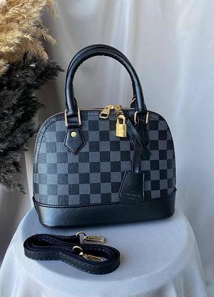 Женская сумка louis vuitton, черная, кожаная сумочка через плечо луи витон