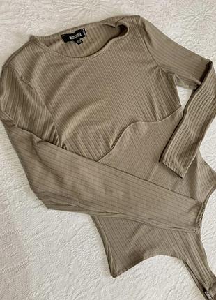 Боді стильне базове брендове бежеве кофта лонгслів