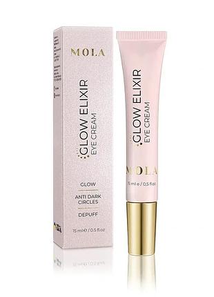 Крем для шкіри навколо очей з ефектом сяйва, проти темних кіл та набряків mola glow elixir eye cream (15 мл)