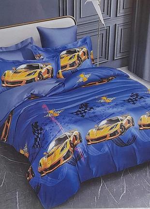 Підлітковий комплект постільної білизни спорткар, півтораспальна постіль для хлопчика