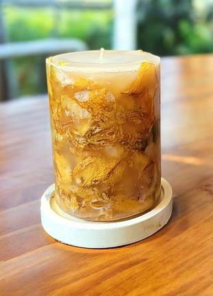 Декоративная свеча "желтое вдохновение", с ароматом апельсин в шоколаде