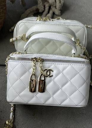 Стильная женская сумочка chanel маленькая сумка для девочек шанель белая кожаная сумка мини