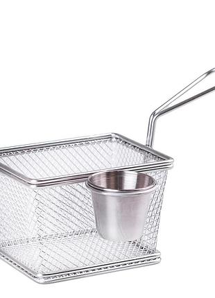 Корзина для фритюрницы с емкостью для соуса, сито для фритюра 9.5 × 19 см