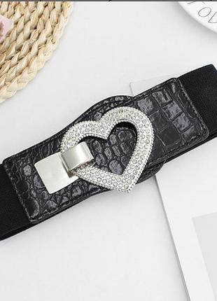 Женский ремень тканевой черный (резинка)( 4200 )
