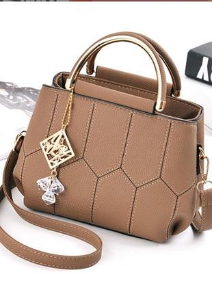 Сумка женская высококачественная эко кожа коричневый( 0689 )