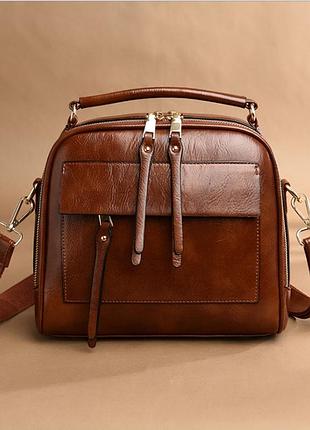 Сумка жіноча натуральна шкіра коричневий( 0509 )