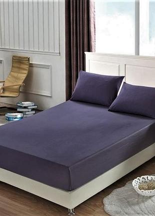 Набір простирадло на резинці 160х200х20см +наволочки 70х70 2шт сатин тм ярослав №9 сливовий
