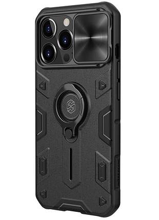 Tpu+pc чохол nillkin camshield armor no logo (шторка на камеру) для apple iphone 13 pro (6.1") синий черный