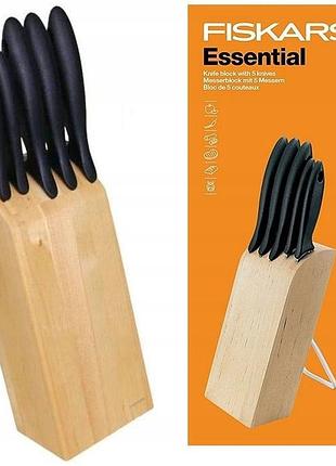 Fiskars "essential" набір кухонних ножів 5шт + підставка, нержавіюча сталь 1023782