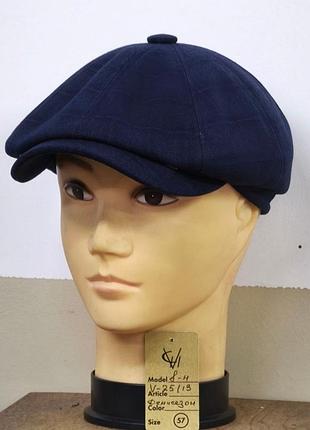 Кепка мужская восьмиклинка хулиганка костюмная ткань v 25/13 демисезонная comfort heads синтепон осень т.синяя 57