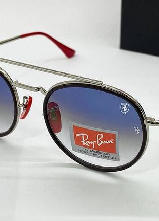 Солнцезащитные очки ray ban rb3647-mf круглые авиаторы стеклянные линзы с голубым градиентом в серой оправе