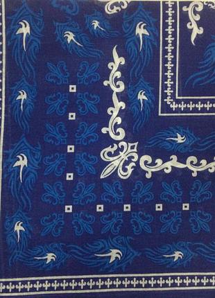 Синяя бандана- платок летняя из хлопка с рисунком