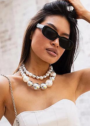 Кольє 2 одиниці комплект білий-срібний