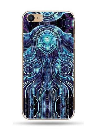 Тонкий силіконовий чохол "чакра" з прозорими краями та заглушкою для iphone 7 plus/8 plus (5.5")