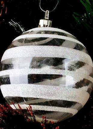 Новорічні прикраси, ялинкові іграшки "кульки" прозорі 7,5см в упаковці 6шт