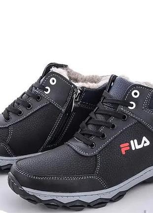 Черевики зимові чоловічі poolla штучна шкіра чорні (40 розмір) код 10091