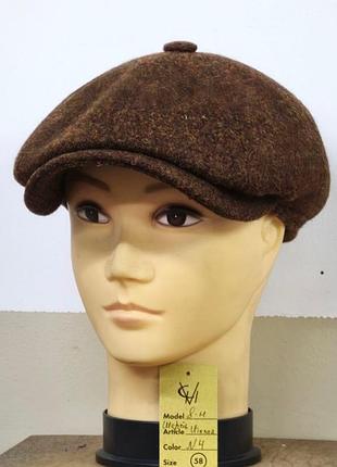 Кепка вовняна чоловіча восьмиклинка хуліганка вовна італія 4 тепла comfort heads осінь зима фліс вуха 62
