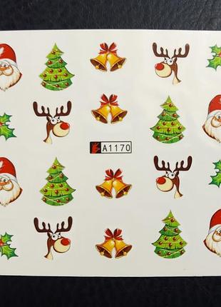 Наклейки слайдеры для дизайна ногтей маникюра педикюра новогодние