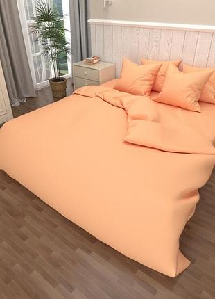Семейное постельное белье бязь голд однотонное с двумя пододеяльниками, бязь семейный комплект персиковый