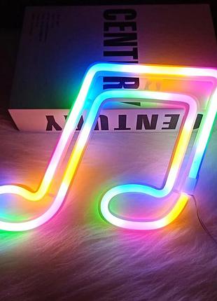 Настенный неоновый светильник ночник мелодия разноцветная