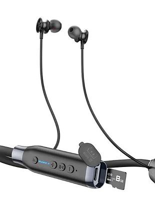 Беспроводные наушники для спорта hoco es62 с микрофоном и слотом microsd черные