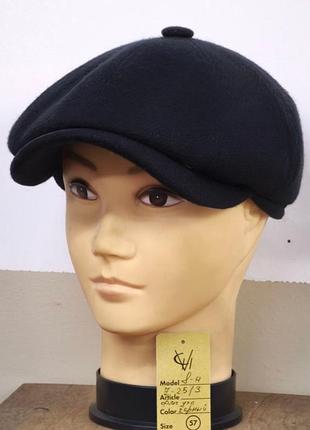 Кепка шерстяная мужская восьмиклинка хулиганка пальтовая ткань 25/3 теплая comfort heads осень зима флис уши 60