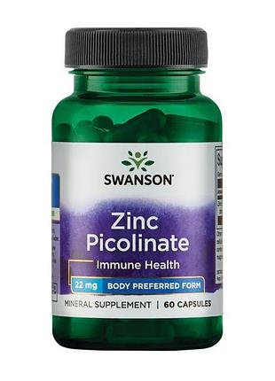 Swanson, пиколинат цинка, 22 мг, 60 капсул