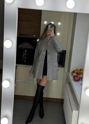 Пальто с примесью шерсти меланж размер m твид барашек пиджак true decadence
