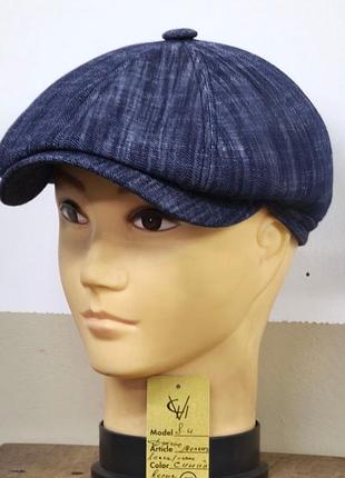 Кепка чоловіча восьмиклинка хуліганка джинсова синя демісезонна comfort heads весня осіння осіння слімтекс 60