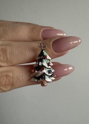 Пін значок металевий брошка новорічна ялинка з іграшками