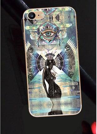 Тонкий силиконовый чехол "всевидящее око" с прозрачными краями для apple iphone 7 / 8 (4.7")
