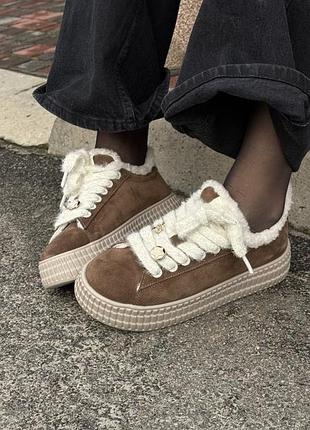 Кеди зимові коричневі жіночі з хутром