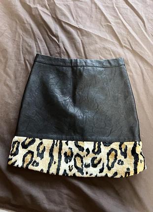Шкіряна спідниця, спідниця тепла з леопардовим принтом