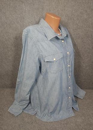 Джинсова коттонова сорочка на кнопках 48-50 розміру