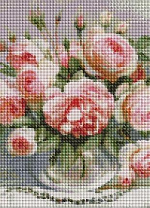 Алмазная мозаика розы в стеклянной вазе идейка 40 х 50 amo7150