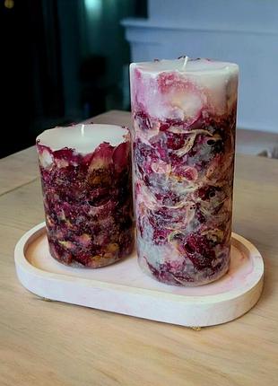 "трояндовий півонія" - набір свічок на підставці, з ароматом жасмин