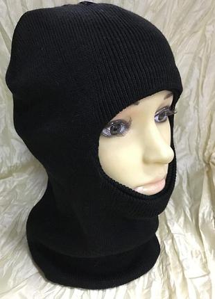 Мужская чёрная шапка балаклава подшлемник