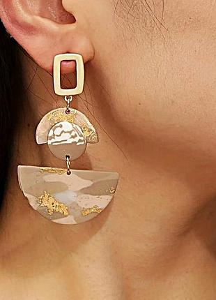 Серьги бижутерия удлиненные подвески хаки