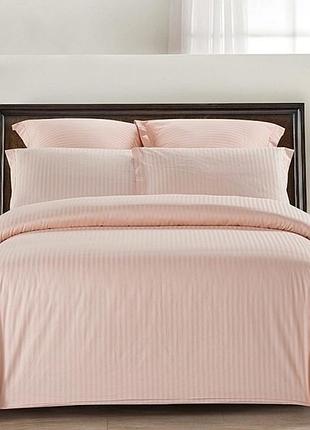 Комплект семейный однотонный с двумя пододеяльниками, комплект белья семейный страйп сатин 5-предметные