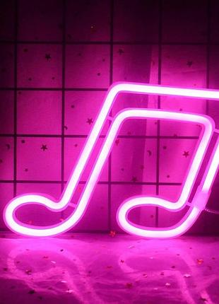 Настенный неоновый светильник ночник мелодия розовая