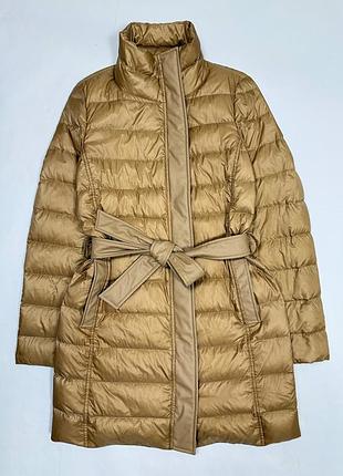 Женская золотистая пуховая стеганая куртка пух/перо с поясом escada оригинал