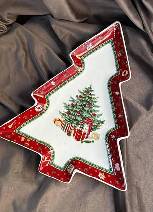 Блюдо для закусок новорічне yiwu christmas порцеляна в подарунковій коробці 29х24х2 см hp-sdhk-17