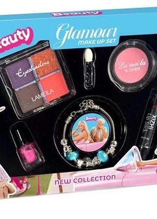 Набор браслет и косметика 6 в 1 beauty glamoue браслет с шармами + набор косметики th2023-1