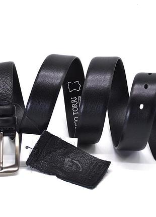 Ремень из кожи оленя 35мм черный, классическая пряжка st228672 никель