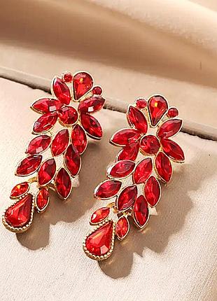 Сережки вечірня урочиста біжутерія червоні